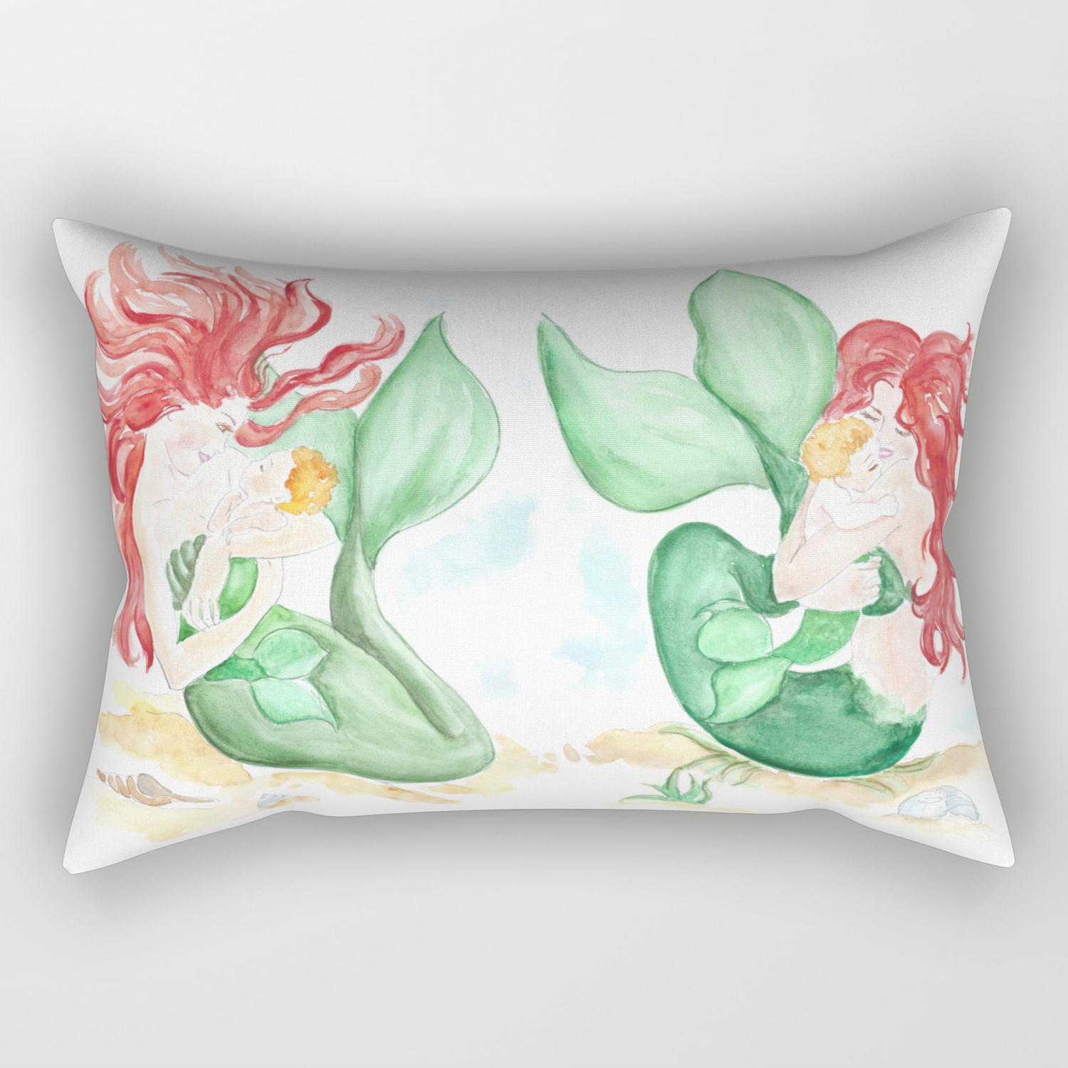 Mermaid Mother And Daughter Watercolor Painting Decor For Girls
