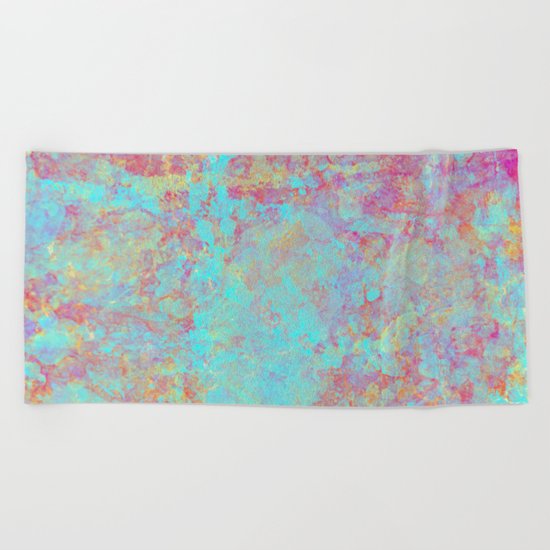 Abstract Painting - Textured cyan and purple Beach Towel
