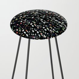 Digital Glitter: Black with Iridescent Sparkles Counter Stool | Pattern, Glitch, Texture, Formica, Stone, Geological, Vibrant, Digital, Linoleum, Graphicdesign 