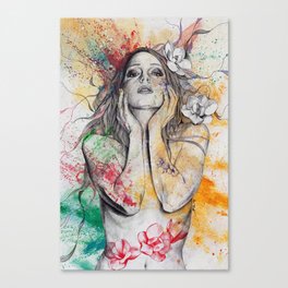 The Withering Spring I | nude tattoo woman portrait Canvas Print