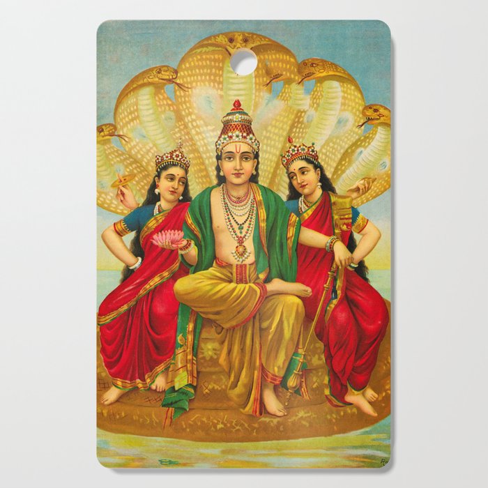 Sesha Narayana, King of Nagas by Raja Ravi Varma Cutting Board