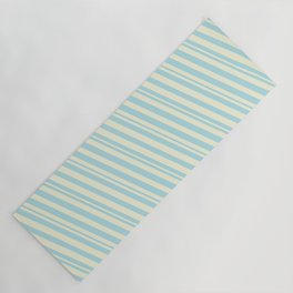 [ Thumbnail: Beige & Powder Blue Colored Lined/Striped Pattern Yoga Mat ]