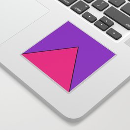 Pink Pyramid Triangle on Purple Background. Sticker