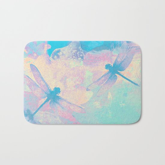 Blue Painting Dragonflies Bath Mat