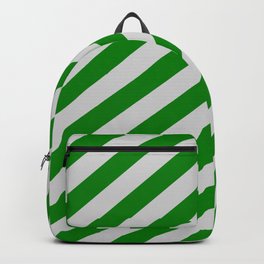 [ Thumbnail: Light Gray and Green Colored Stripes/Lines Pattern Backpack ]