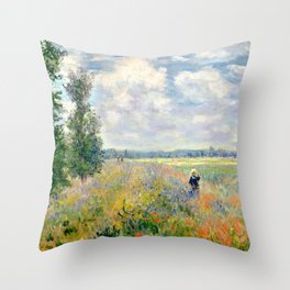 Poppy Fields near Argenteuil by Claude Monet Throw Pillow