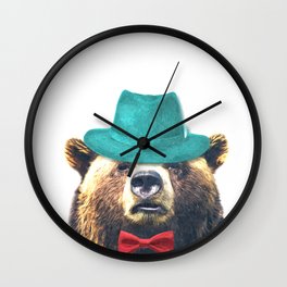 Funny Bear Illustration Wall Clock