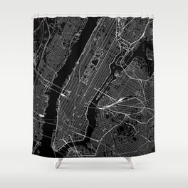New York City Black Map Shower Curtain