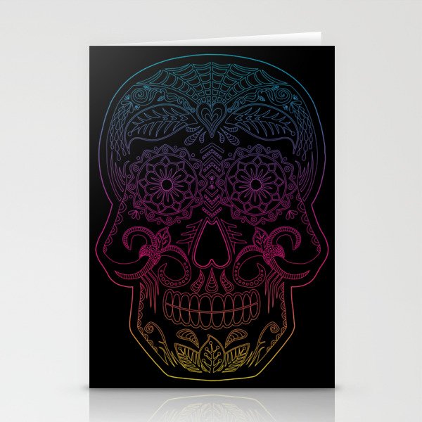 Color Me Day of the Dead Skull - Rainbow Stationery Cards