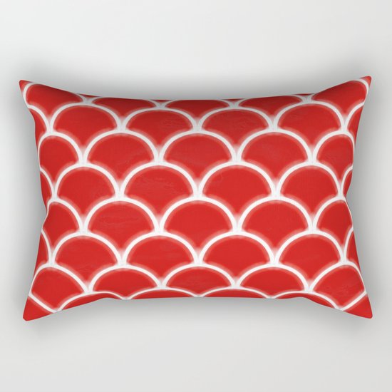 Large scallops in fabulous fiesta red Rectangular Pillow
