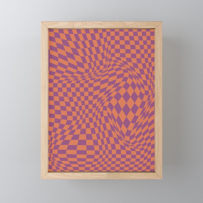 Chequerboard Pattern - Purple Orange Framed Mini Art Print