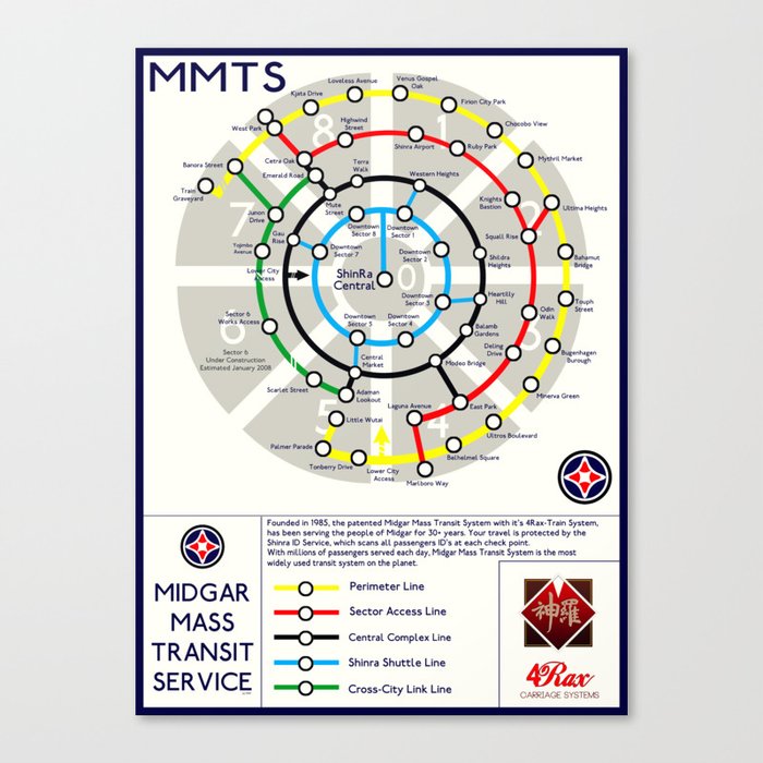 Final Fantasy Vii Midgar Mass Transit System Map Canvas Print By Reverendryu Society6 Includes maps and treasure chests, how to beat the boss and. final fantasy vii midgar mass transit system map canvas print by reverendryu