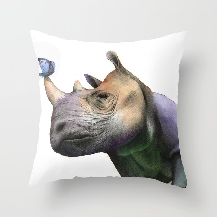 Rhino Throw Pillow by Eleonora Pace Society6