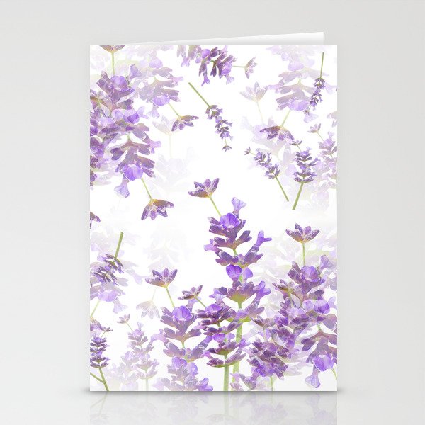 Lavender Bouquets On White Background #decor #society6 #buyart Stationery Cards