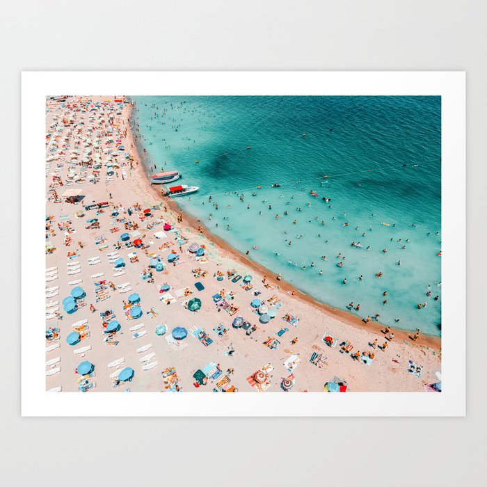 Ocean Pastel Aerial Beach Print, Beach Waves Art Print, Aerial Summer ...