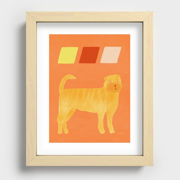 Dog and Diamonds - Light Orange and Orange Recessed Framed Print