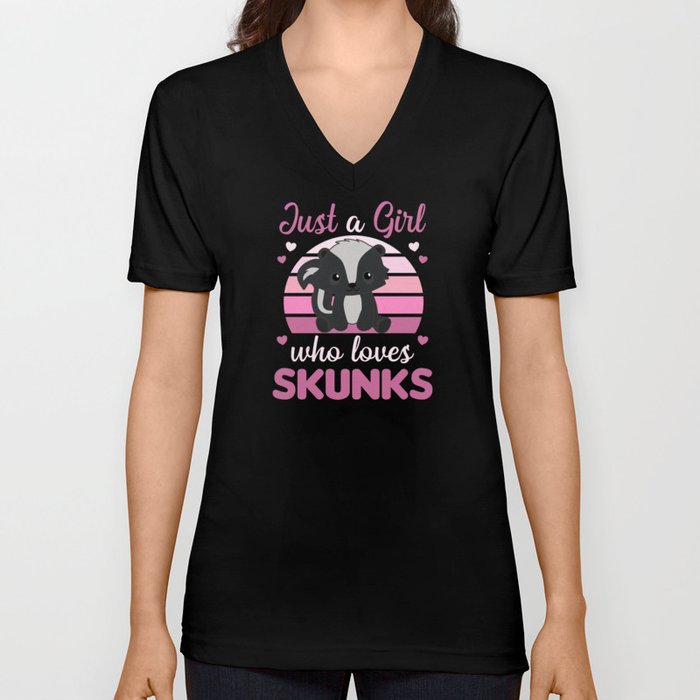 Just A Girl Who Loves Skunks Cute Animal V Neck T Shirt