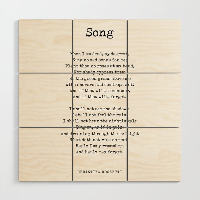 Song - Christina Rossetti Poem - Literature - Typewriter Print Wood Wall Art