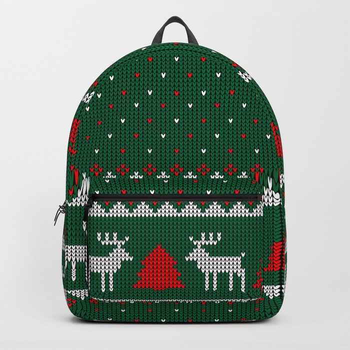 Seamless Knitted Christmas Pattern 21 Backpack