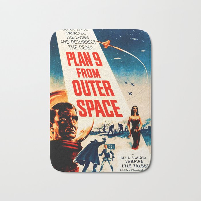 plan 9 from outer space vintage movie poster bath mat by