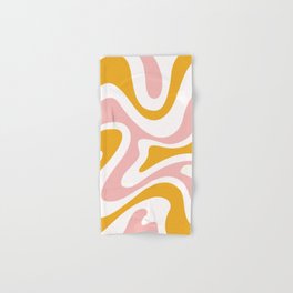 Modern Abstract Pattern 1 in Mustard Pale Pink (Liquid Swirl Design) Hand & Bath Towel