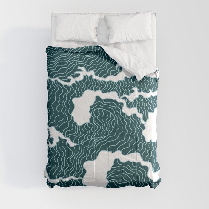 Japanese Water Waves Abstract Comforter