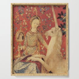 Lady and Unicorn Medieval Tapestry Serving Tray
