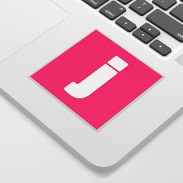 j (White & Dark Pink Letter) Sticker
