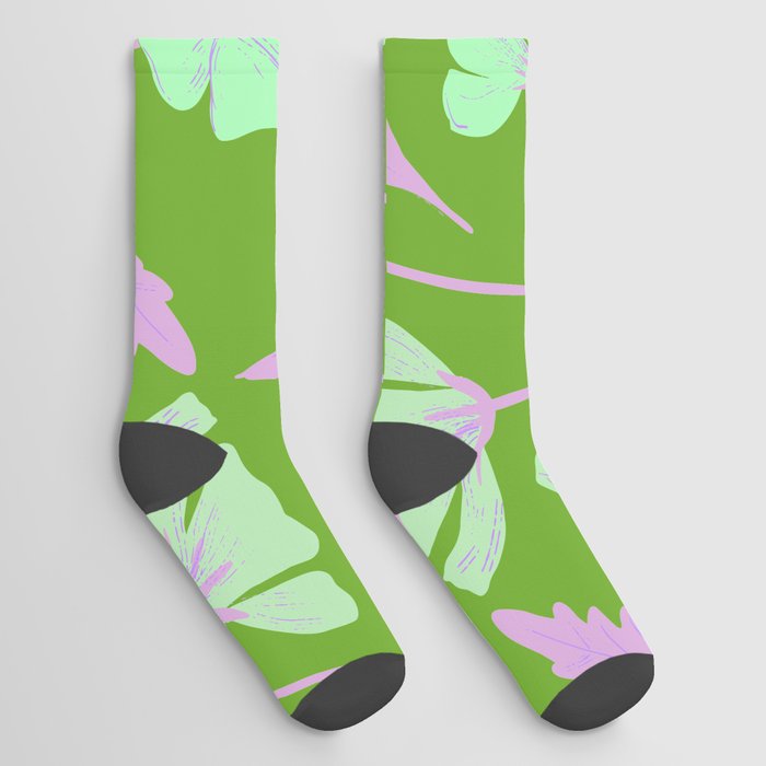 Be Your Own Green Flower Garden Socks