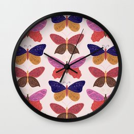Tattooed Butterflies – Primary Palette Wall Clock