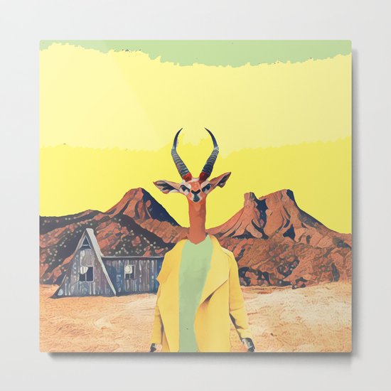 Gazelle and the cabin Metal Print