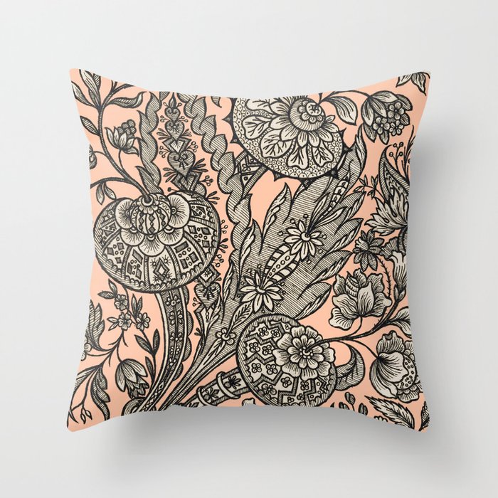 Pink Victorian Floral  Throw Pillow
