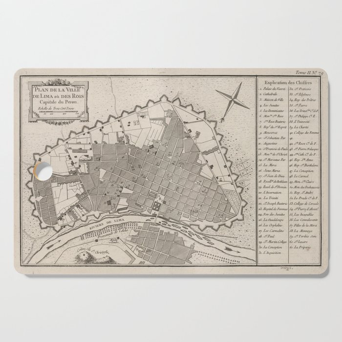 Vintage Map of Lima Peru (1764) Cutting Board