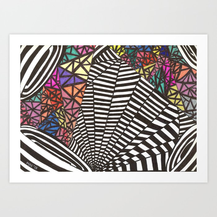Colorful Black and White Speakers Art Print