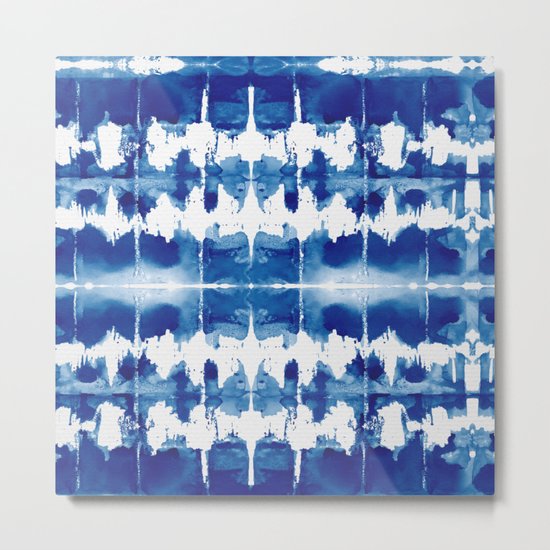 Shibori Tie Dye Indigo Blue Metal Print
