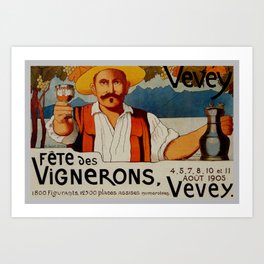 Vintage 1905 Vevey Winegrowers Festival Print Art Print