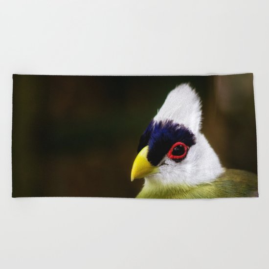 White Crested Turaco Beach Towel