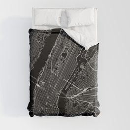 New York City Black Map Duvet Cover