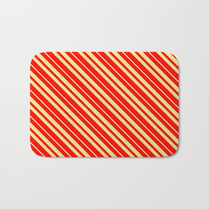 Red & Tan Colored Stripes Pattern Bath Mat