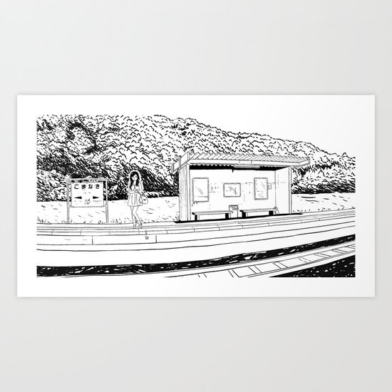 waiting for the train Art Print