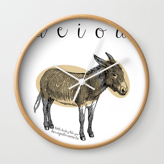 A e i o u borriquito como tú Wall Clock