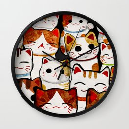 Lucky cats Wall Clock | Cute, Kawaii, Kitten, Painting, Design, Cat, Japan, Digital, Lucky, Japanese 