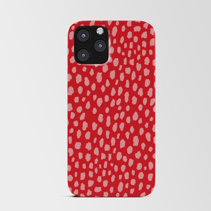 Dalmatian Polka Dot Spots Pattern (pink/red) iPhone Card Case