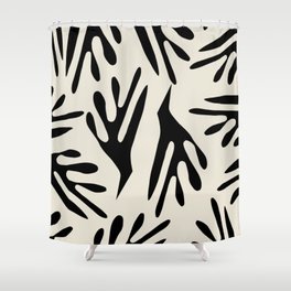 Ailanthus Cutouts Abstract Pattern Black and Cream Shower Curtain