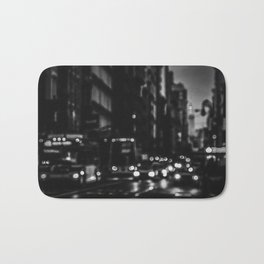 New York City Manhattan skyline at night black and white Bath Mat