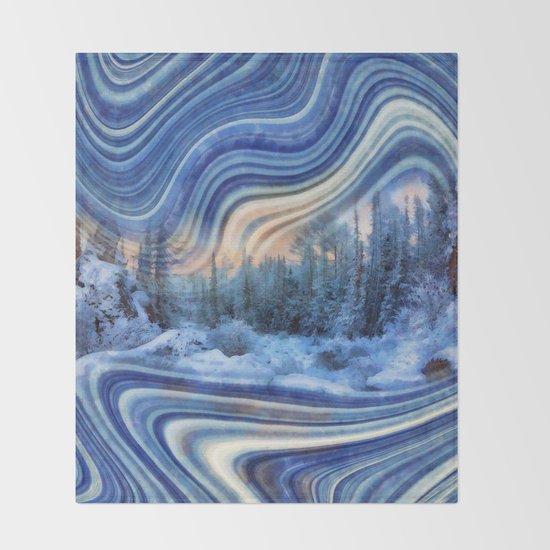 Surreal winter forest Throw Blanket