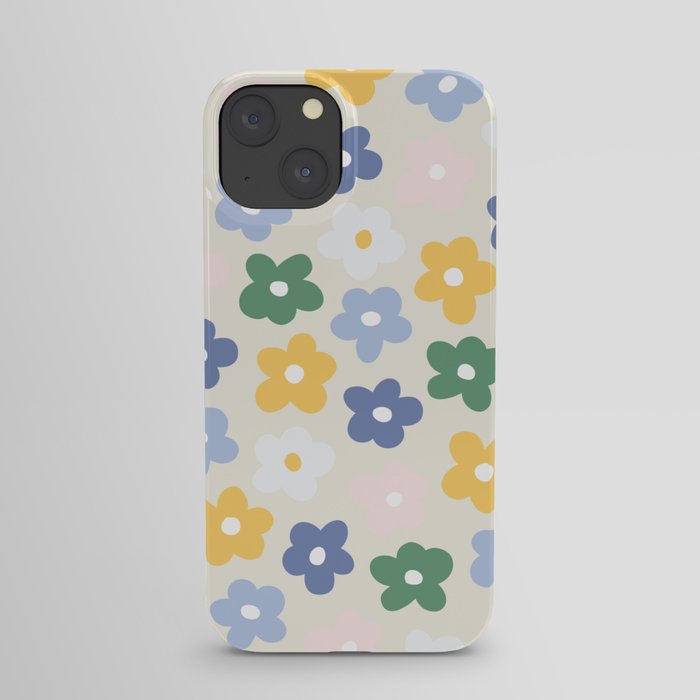 Retro Daisy Flower Pattern iPhone Case