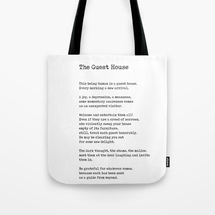 The Guest House by Rumi - Typewriter Print - Literature Tote Bag