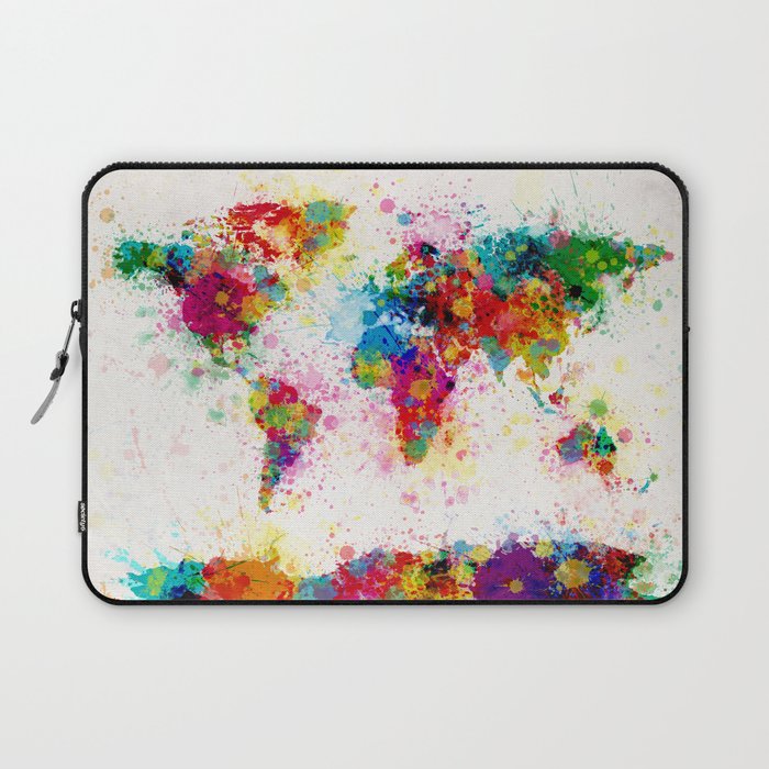 Map of the World Map Paint Splashes Laptop Sleeve