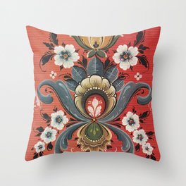 Rosemaling Vintage Design  Throw Pillow